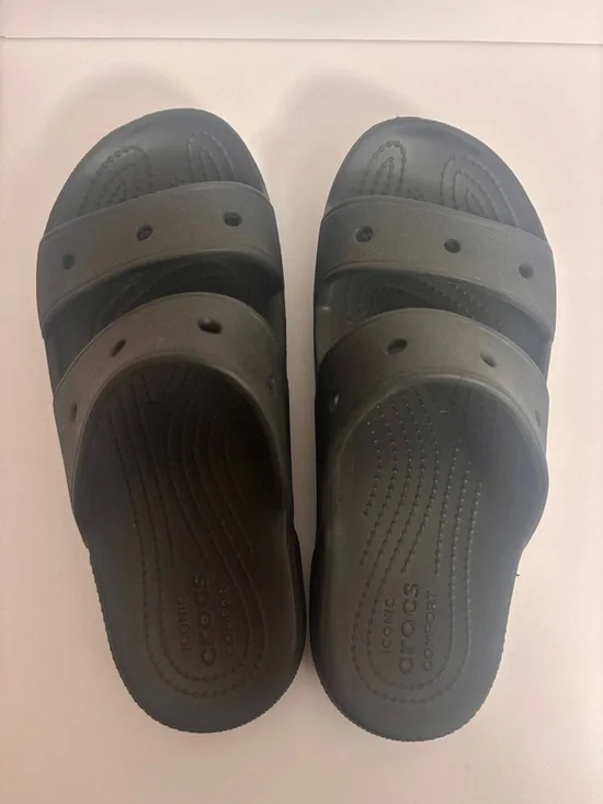Crocs Classic 2 Strap Sandals Black Unisex M5 W7 - Picture 3 of 7